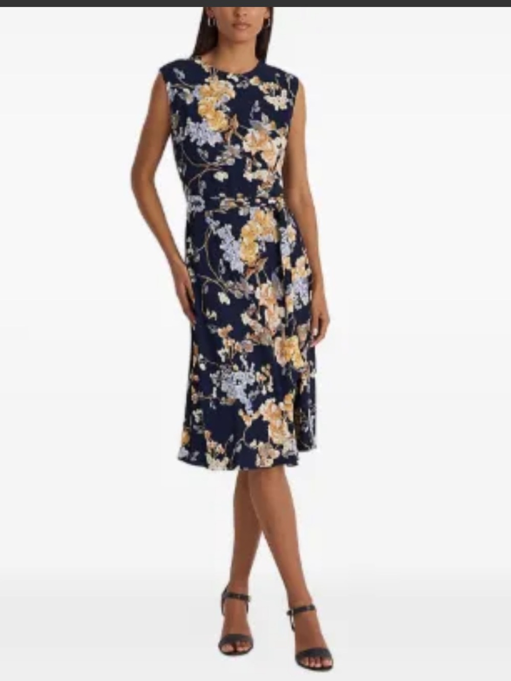 Lauren Floral Navy Sleeveless Dress